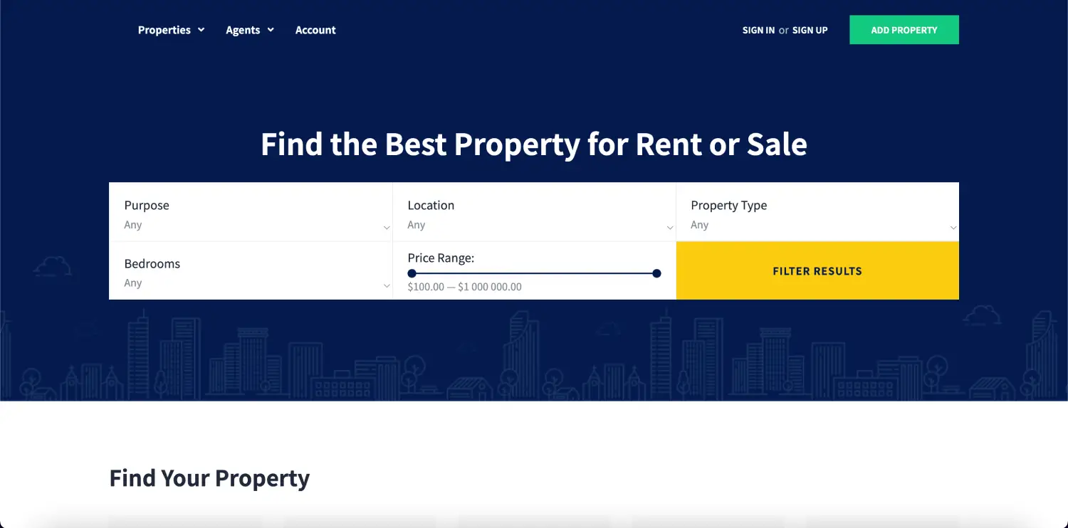 Real Estate Property and agent listing website